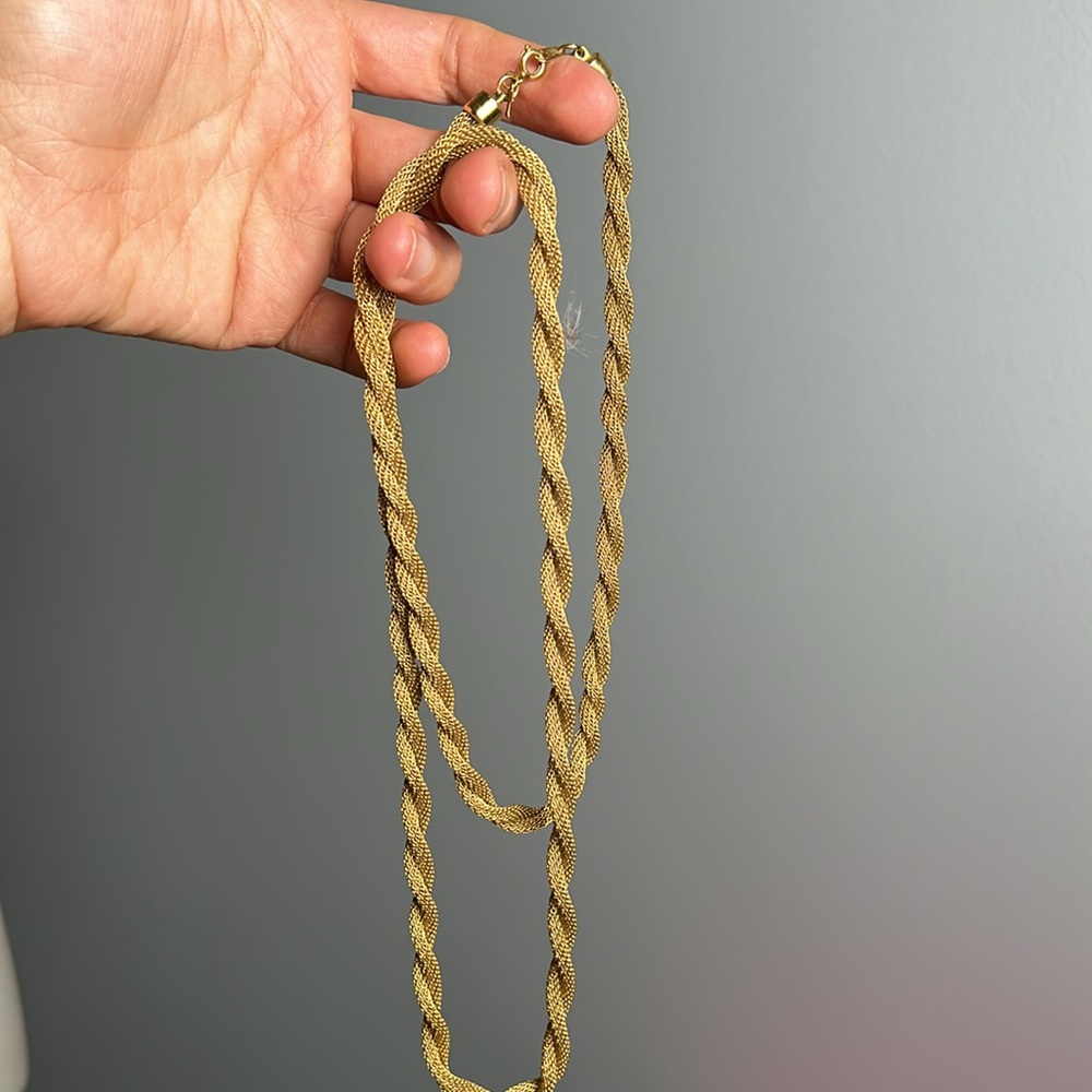Gold toned silver woven necklace